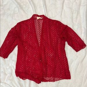 Elegant Red Lace Cardigan
